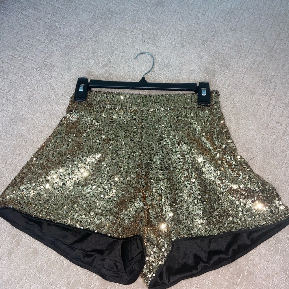 High Waist Gold Sequin Shorts